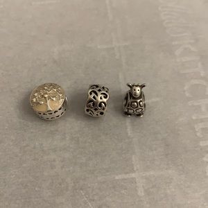 Pandora charm enamel hearts tree giraffe scroll